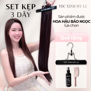 SÉT KẸP 3 DÃY_Chất tóc tơ nhân tạo nhập khẩu mềm mượt và nhẹ, tóc lỳ như tóc thật