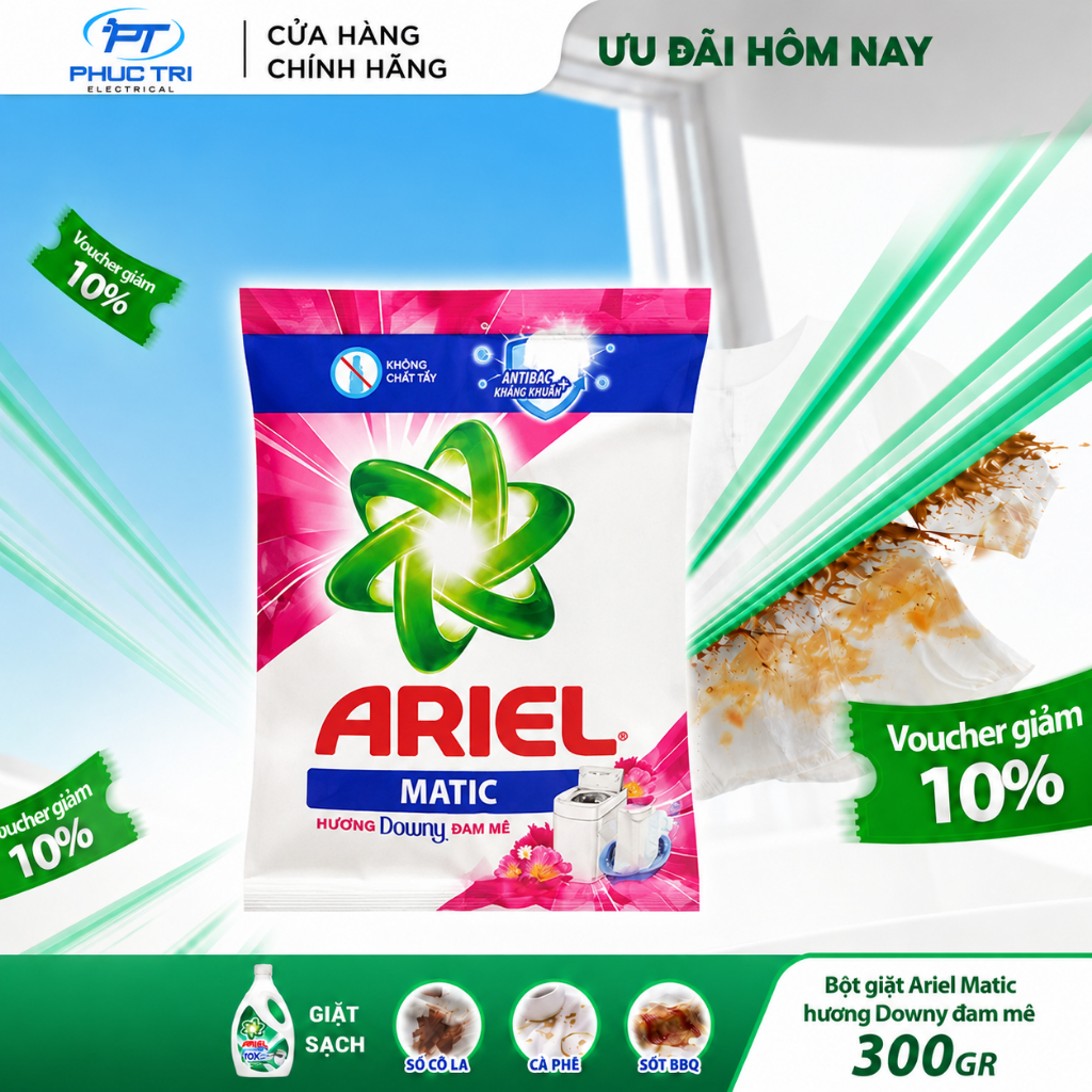 Bột giặt Ariel Matic hương Downy đam mê 330G