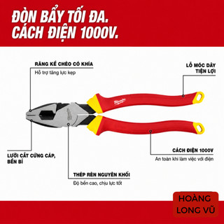 Kìm Cắt, Kìm Răng Lineman 9" MILWAUKEE 48-22-2209 - Cách Điện 1000V An Toàn Khi Sử Dụng - Chính Hãng