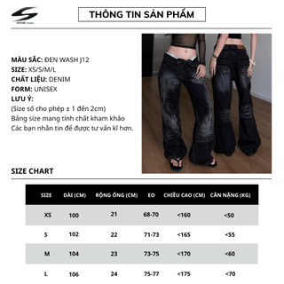 Quần Jeans Ống Loe Wash Thunder Y2K Form Unisex Cá Tính Nam Nữ | SSSTORE.Aesthetic
