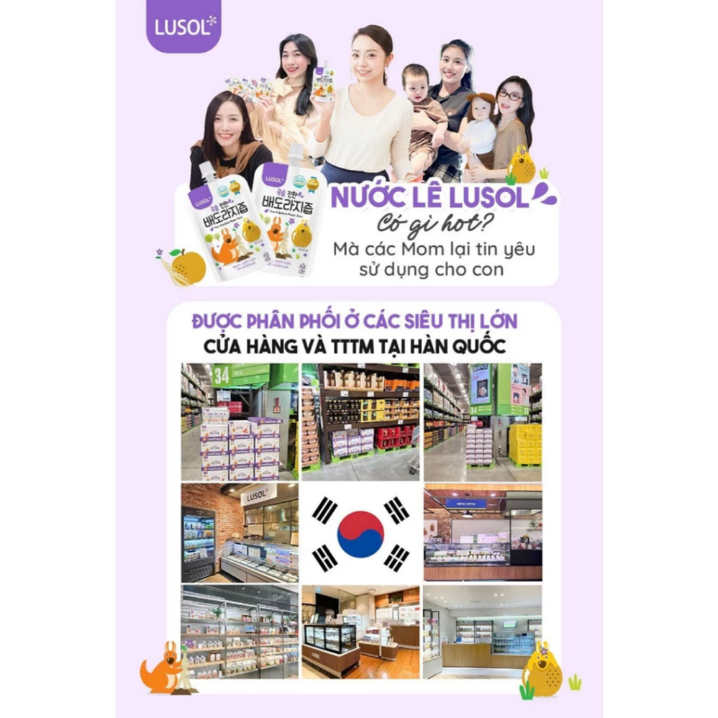 CHÍNH HÃNG NHẬP KHẨU - Nước Ép Lê Và Rễ Hoa Chuông Đen Nguyên Chất Cho Bé Từ 6 Tháng Lusol Hàn Quốc, Bổ Sung Vitamin