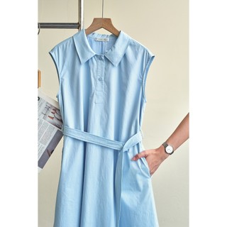 Đầm Công Sở Dáng Suông LAMER FASHION Sát Nách Đai Eo Cổ Sơ Mi Đi Làm Đi Chơi BSTV V63T26H009