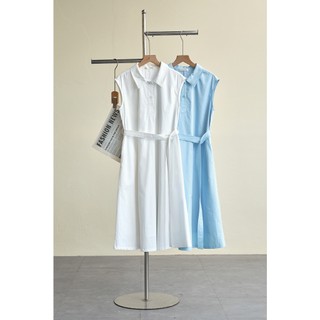 Đầm Công Sở Dáng Suông LAMER FASHION Sát Nách Đai Eo Cổ Sơ Mi Đi Làm Đi Chơi BSTV V63T26H009