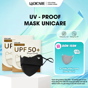 UNICARE Khẩu Trang Vải Chống Tia UV Proof Mask, UPF 50+ Ngăn UV Hiệu Quả, Tái Sử Dụng Nhiều Lần, Chính Hãng