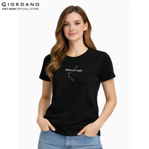 GIORDANO Áo Thun Nữ Ngắn Tay In Hình 5395239