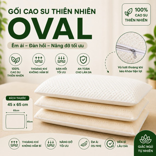 Gối Cao Su Thiên Nhiên Oval Aniva Bedding 45x65cm Chính Hãng Đàn Hồi Tốt Thoáng Khí Kháng Khuẩn