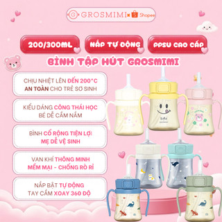 Bộ sưu tập Bình Tập Hút Grosmimi PPSU Cổ rộng cho bé 200/300ml - Nhập Hàn chính hãng