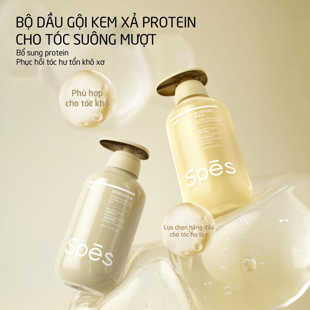 Bộ Dầu Gội Xả SPES Keratin Làm Sạch Bụi Bẩn, Cung Cấp Độ Ẩm , Suôn Mượt Bồng Bềnh 480ml/780ml