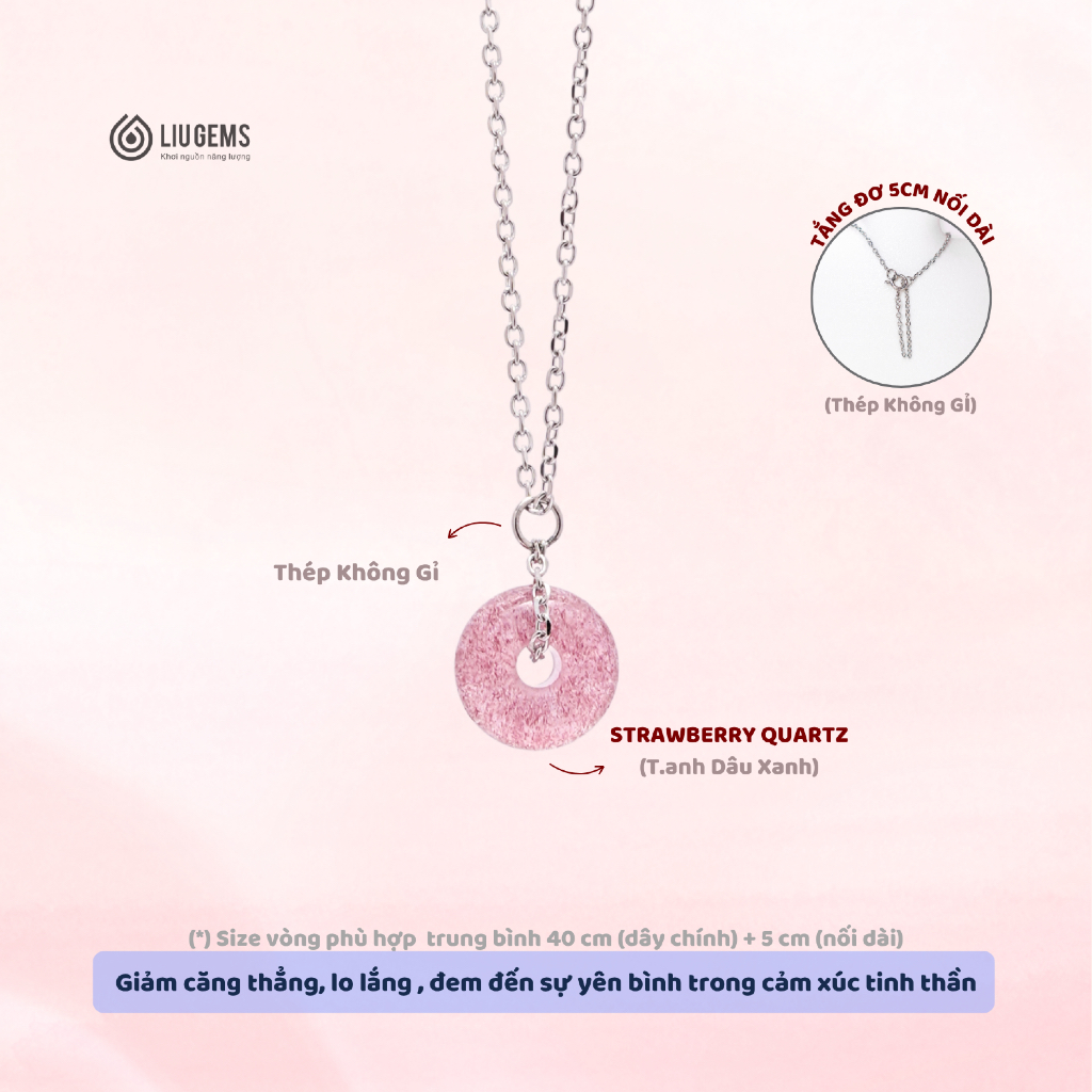 Dây Chuyền Thép Mặt Đá Đồng Điếu Peace Buckle Liugems - Vòng Cổ Nữ Bản Mảnh Thời Trang, Quà Tặng Ý Nghĩa DCT09