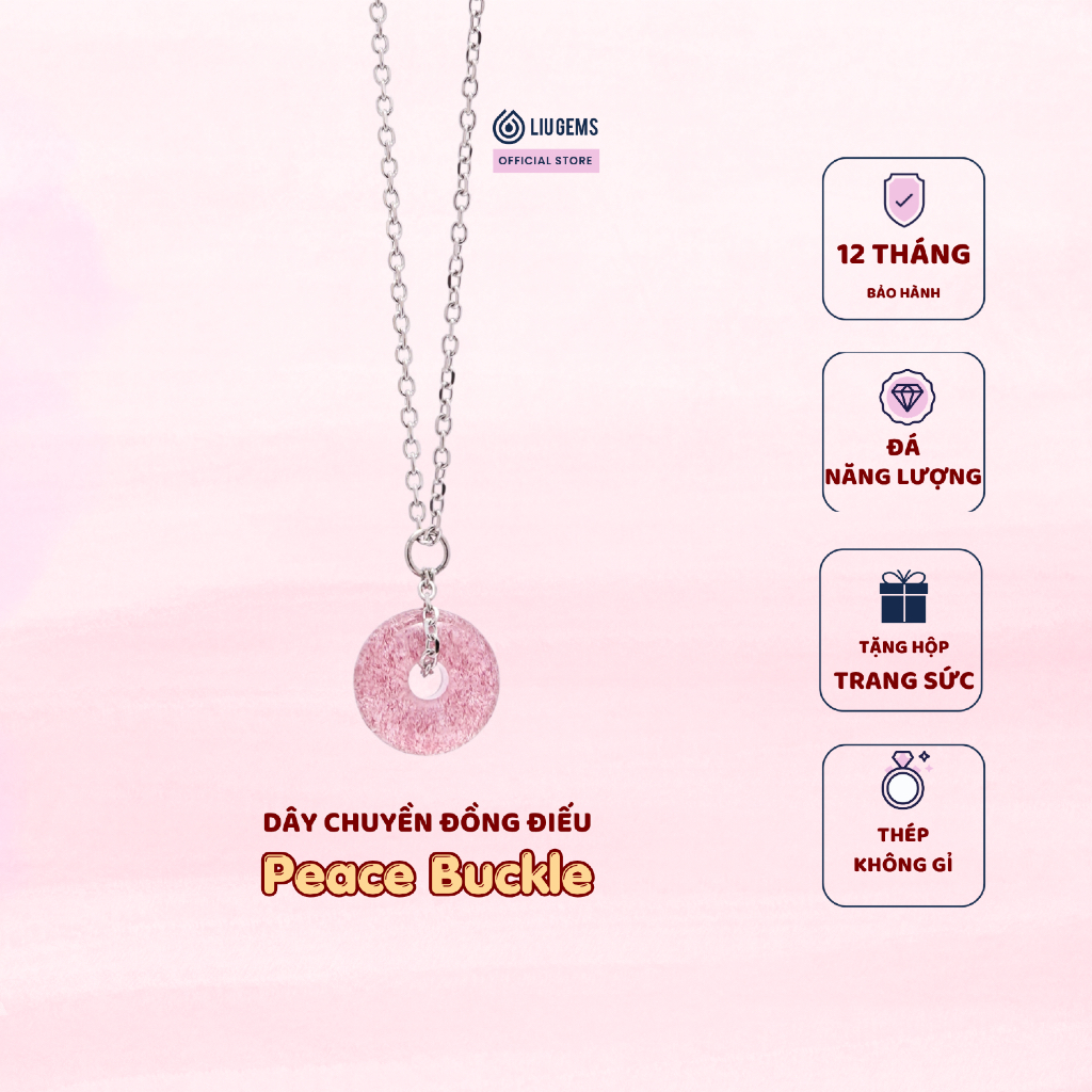 Dây Chuyền Thép Mặt Đá Đồng Điếu Peace Buckle Liugems - Vòng Cổ Nữ Bản Mảnh Thời Trang, Quà Tặng Ý Nghĩa DCT09