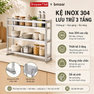 Kệ Để Đồ Nhà Bếp Inox 304 Cao Cấp Kệ Gia Vị Đa Năng 2-3 Tầng Chịu Lực Siêu Tốt Chống Gỉ Tuyệt Đối