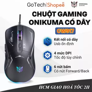 Chuột Gaming Onikuma CW917, Có Dây Dài 1.3m, Có Đèn RGB 7 Màu, DPI 3600, 6 Nút Bấm, Bảo Hành Uy Tín