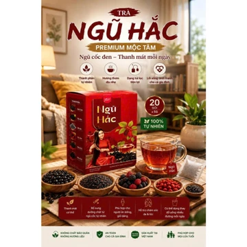Trà Ngũ Hắc Premium Mộc Tâm 5 Trong 1 – Kết Hợp Gạo Lứt Đen, Mè Đen, Đậu Đen, Dâu Tằm, Hắc Kỷ Tử