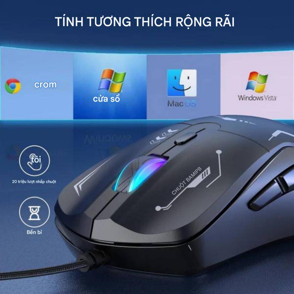 Chuột Gaming Onikuma CW917, Có Dây Dài 1.3m, Có Đèn RGB 7 Màu, DPI 3600, 6 Nút Bấm, Bảo Hành Uy Tín