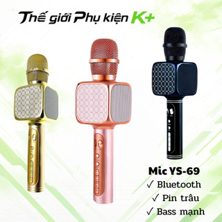 Micro không dây karaoke YS 69 micro hát cầm tay nhỏ gọn, kết nối bluetooth điện thoại TV , ghi âm 2026