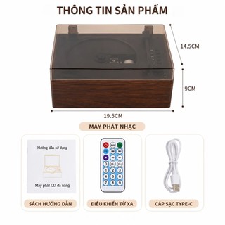 Máy nghe CD retro CD player bluetooth máy phát nhạc CD loa CD mini máy nghe nhạc cổ điển, hỗ trợ CD Bluetooth USB âm tha