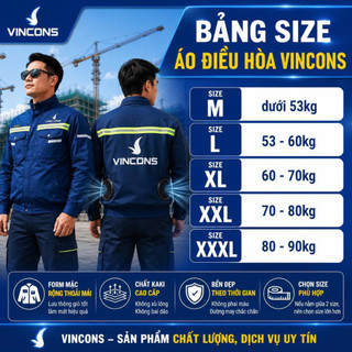 (Chỉ áo lẻ) Áo Điều Hòa VINCONS Chính Hãng Cao Cấp Tương Thích Pin Kenko, Azuki, Fujiki Áo Bảo Hộ Kỹ Sư