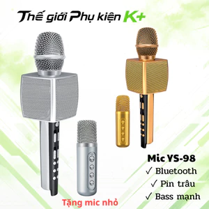 Micro Karaoke YS-98 Bluetooth Không Dây Loa Lớn Âm Thanh Chuẩn Kèm Mic Phụ Song Ca Siêu Hay
