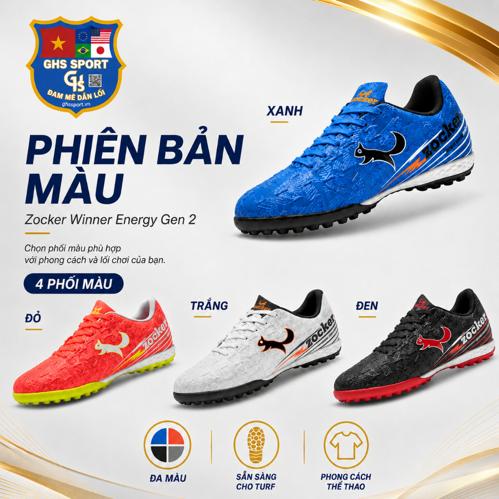 Giày Đá Bóng Zocker Winner Energy Gen 2 Đinh TF Sân Cỏ Nhân Tạo Da PU Mềm Êm Chống Chính Hãng | BigBuy360 - bigbuy360.vn
