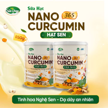 Combo 2 Hộp Sữa Hạt Nano Curcumin Hạt Sen 365, Sữa Dạ Dày Hỗ Trợ Tiêu Hoá