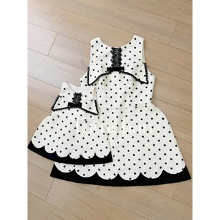 [ Tutuchan - Coco Dres ] Đầm thiết kế mẹ và bé chấm bi phối ren - TV019