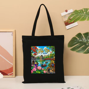 Túi tote có khóa hình nét đặc trưng của Hà Nội Việt Nam túi vải tote HÀ NỘI dày dặn canvas bag 35x40cm tota0339a