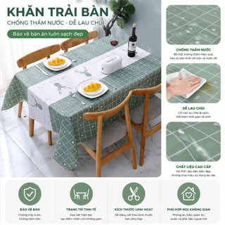 ZiinlLife Khăn Trải Bàn Bàn Ăn Hình Chữ Nhật, Phong Cách Cổ Điển, Chống Thấm, Chống Trơn, Bền Màu, Trang Trí Nhà Cửa