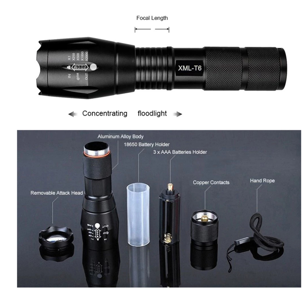 ĐÈN PIN CẦM TAY LED XML T6 Siêu sáng