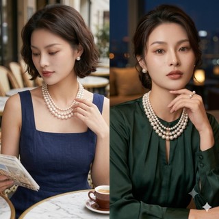 [N642] Choker Dây Chuyền Áo Dài, Dây Chuyền Áo Tấc, Vòng Cổ Áo Cưới 3 Sợi Ngọc Trai Nhân Tạo - DAISYN