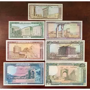 SƯU TẦM XƯA Set 7 tờ Liban 1 5 10 50 100 250 livres 1980-1988 MỚI