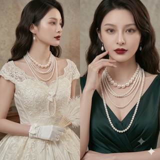 [N643] Dây Chuyền Áo Dài, Dây Chuyền Áo Tấc, Vòng Cổ Cưới 5 Sợi Ngọc Trai Nhân Tạo Sang Trọng - DAISYN