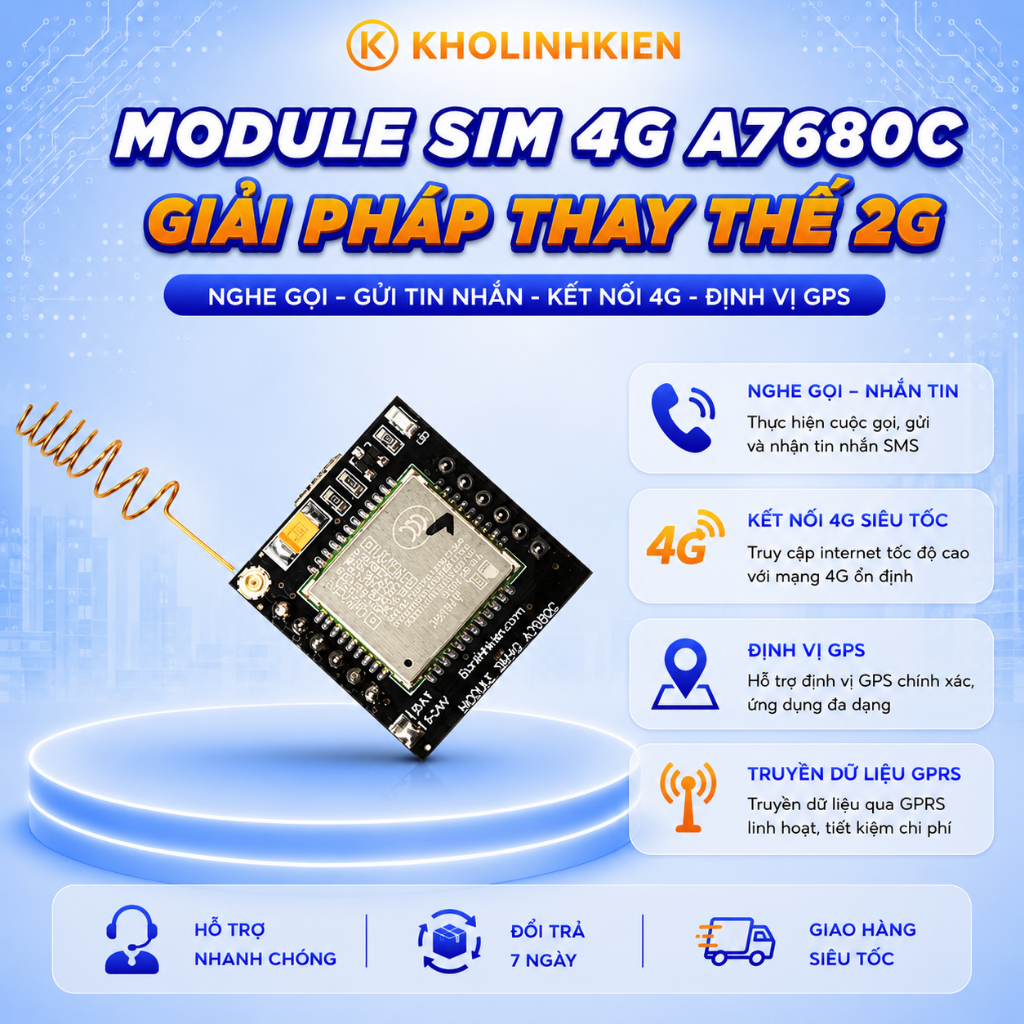 Module sim 4G A7680C KHOLINHKIEN có khả năng nhắn tin nghe gọi GPRS GPS ...