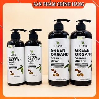 Cặp dầu gội xả LEVA GREEN ORGANIC 1000ml (CHÍNH HÃNG) Phục Hồi Ngăn Tóc Gãy Rụng , Siêu Mềm Mượt Tóc