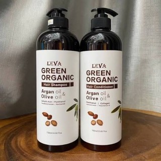 Cặp dầu gội xả LEVA GREEN ORGANIC 1000ml (CHÍNH HÃNG) Phục Hồi Ngăn Tóc Gãy Rụng , Siêu Mềm Mượt Tóc