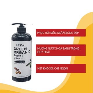Cặp dầu gội xả LEVA GREEN ORGANIC 1000ml (CHÍNH HÃNG) Phục Hồi Ngăn Tóc Gãy Rụng , Siêu Mềm Mượt Tóc