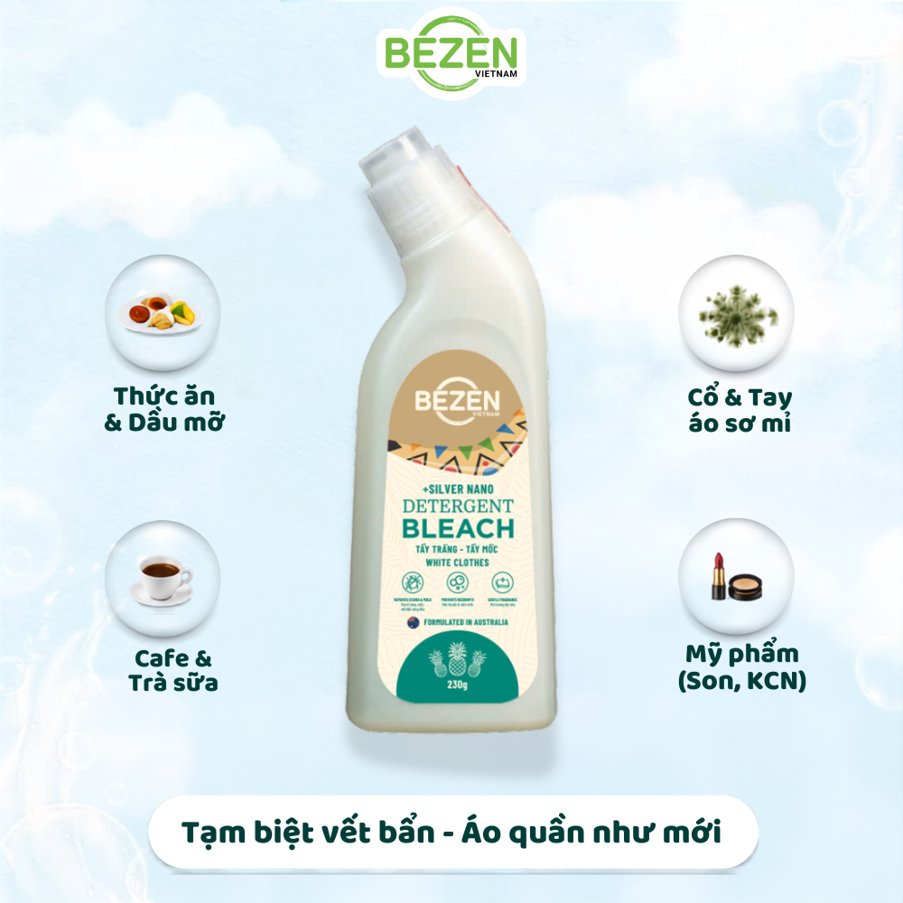 Chai Tẩy Trắng Tẩy Mốc Quần Áo BEZEN 280g Chuyên Tẩy Sạch Mốc Quần Áo Nano Kháng Khuẩn
