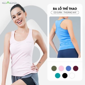 Áo sát nách nữ ICADO SG1 Áo Ba Lỗ Co Giãn Thoáng Mát Áo Thun Chơi Pickleball, Tennis thế giới đồ tập