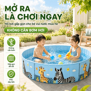Bể bơi Gấp Gọn Cho Bé, Hồ Bơi Không Cần Bơm Gia Đình, 3 Lớp PVC Dày, Hồ Bơi Trẻ Em Ngoài Trời