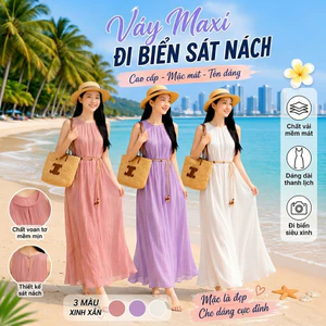 ✨ Váy Maxi Sát Nách Dáng Dài Hot Trend - Đầm Đi Biển Thanh Lịch, Tôn Dáng, Đủ Size 40-75kg