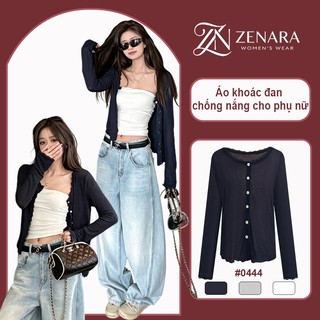 ZENARA Áo khoác đan chống nắng cho phụ nữ| vải mềm mịn pha ren, thiết kế mới cho mùa hè, áo khoác mỏng nhẹ-0444