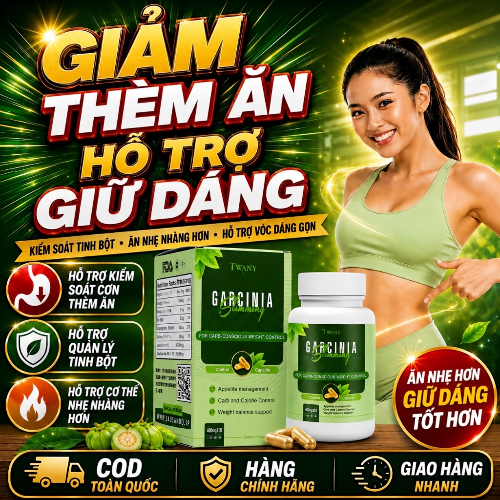 TWANY Viên Uống Garcinia Đậu Trắng Hỗ Trợ Kiểm Soát Cơn Thèm Ăn Quản Lý Cân Nặng Dáng Gọn