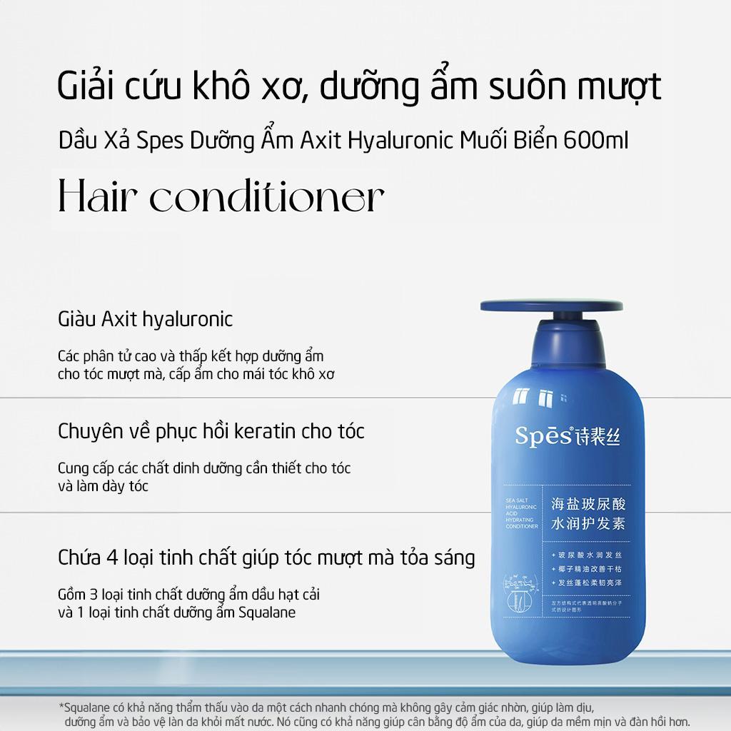 Dầu Gội Xả Axit Hyaluronic & Muối Biển - Hỗ Trợ Kiềm Dầu, Dưỡng Ẩm & Làm Phồng Tóc (480ml - 600ml)