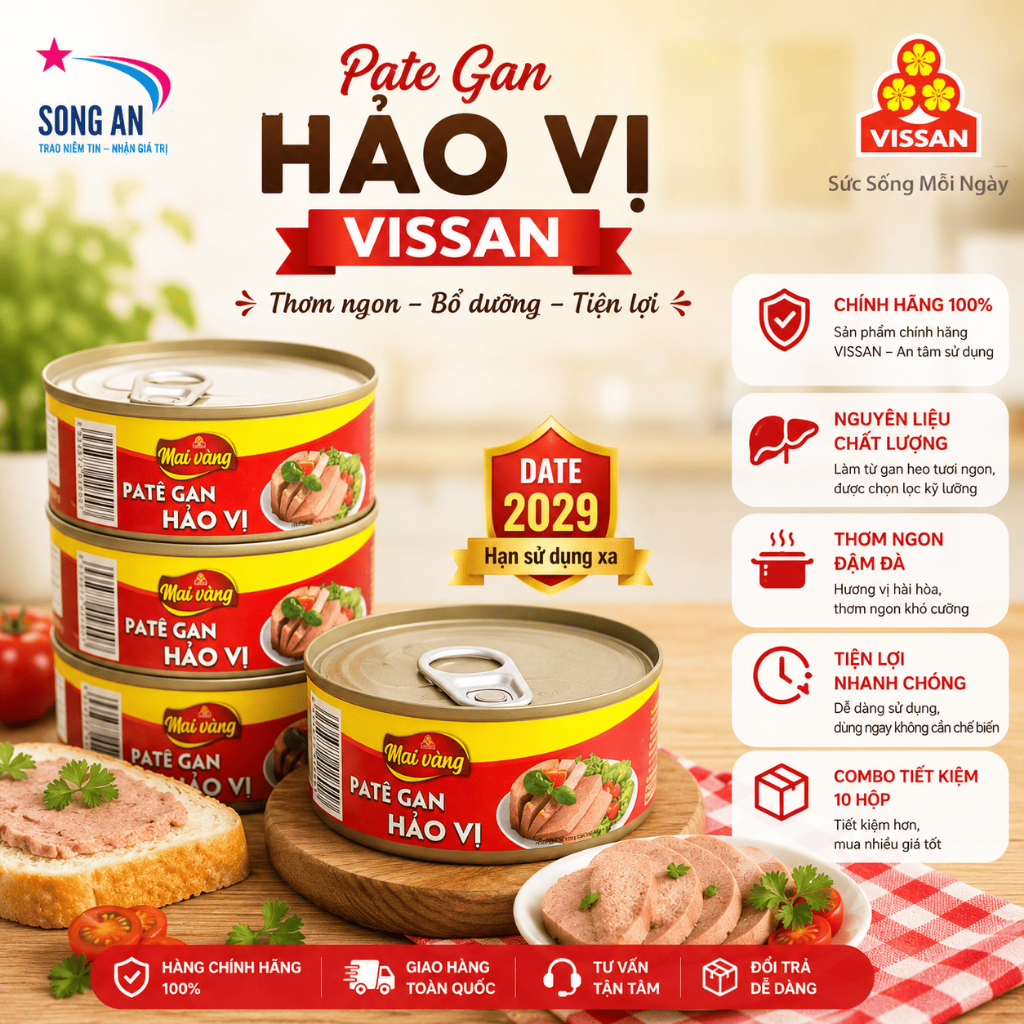 Vissan Combo 10 hộp Pate Gan Hảo Vị 150g Chính Hãng Date 2029