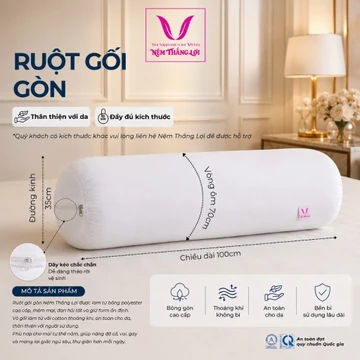 Ruột GỐI ÔM, GỐI ÔM THẮNG LỢI, gối ôm gòn kích thước 35x100cm, 20x60cm êm ái mềm mại sản phẩm chính hãng Nệm Thắng Lợi