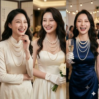 [N643] Dây Chuyền Áo Dài, Dây Chuyền Áo Tấc, Vòng Cổ Cưới 5 Sợi Ngọc Trai Nhân Tạo Sang Trọng - DAISYN