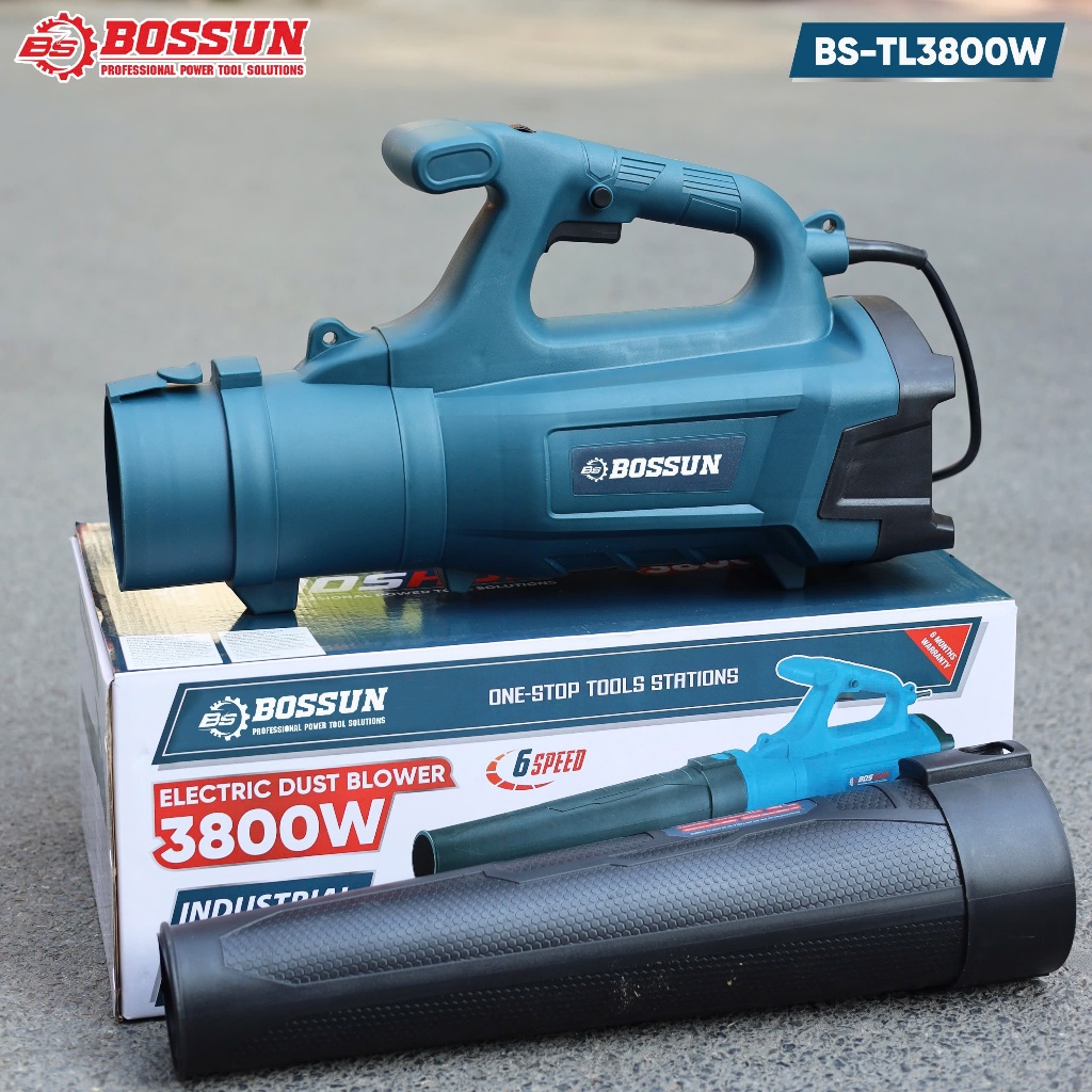 [Tặng Kèm Chổi Than] Máy Thổi Lá Điện Bossun BS-TL3800W Công Suất 3800W 6 Cấp Tốc Độ, BH 6 Tháng