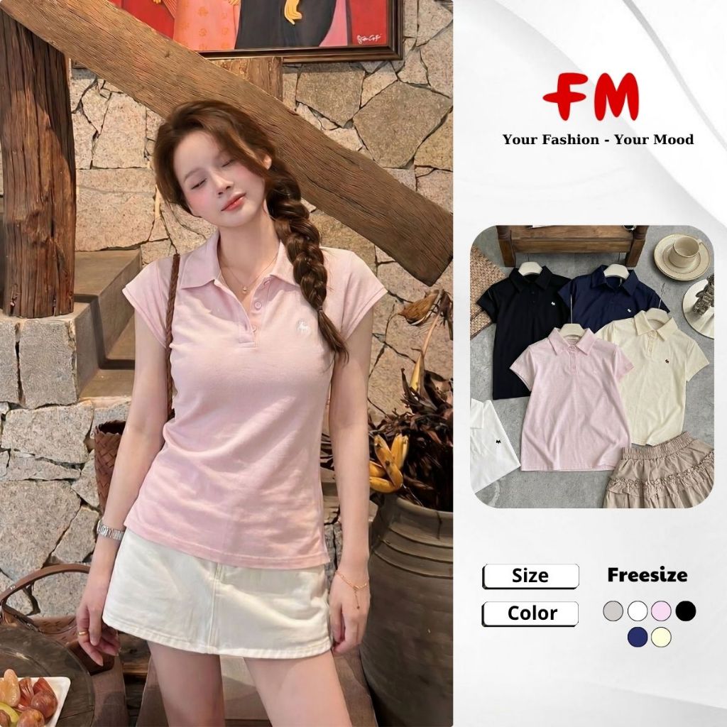Áo Polo Nữ Basic FMSTYLE  - Thêu Logo Chú Chó 3 Nút, Thanh Lịch Dễ Phối 26060277