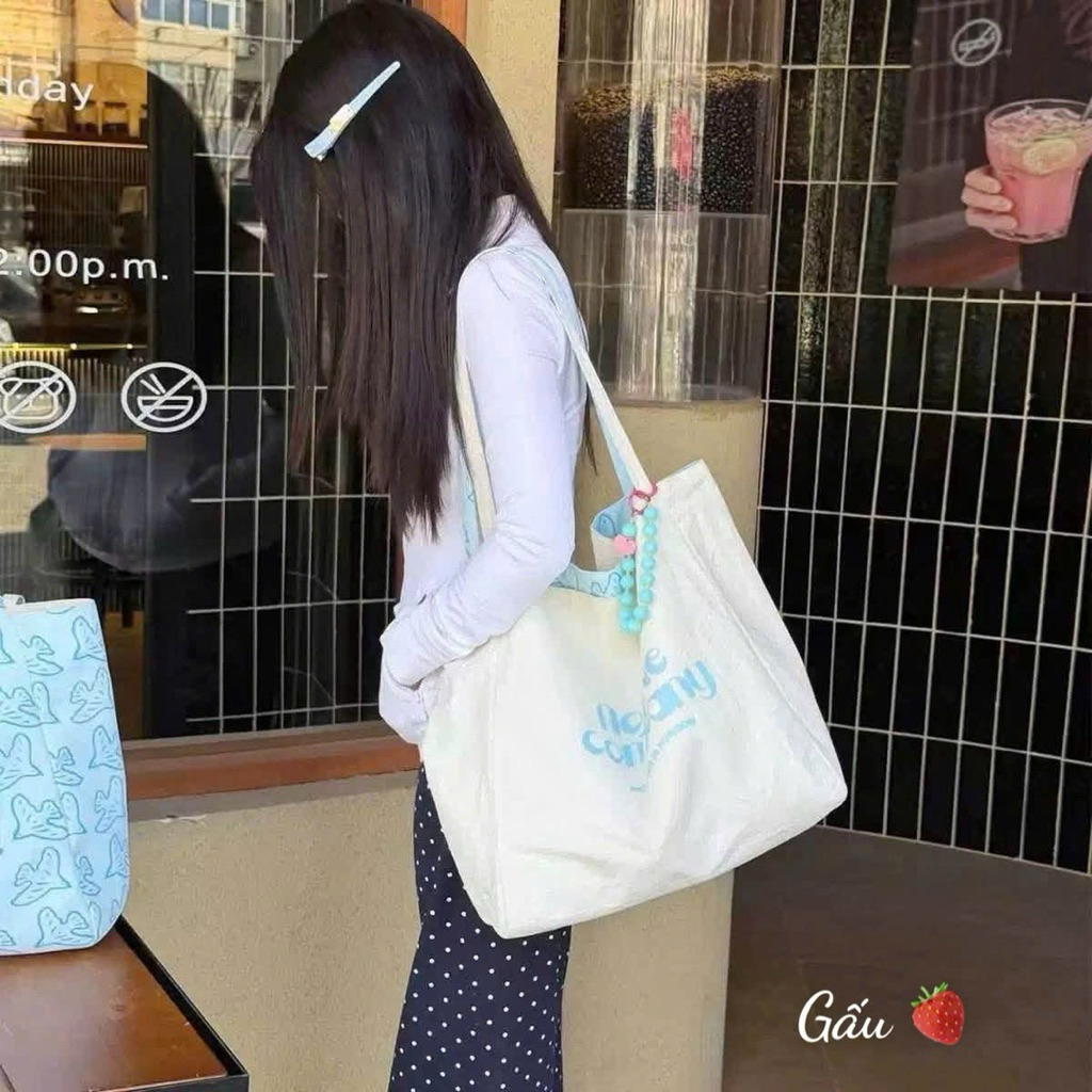Túi vải 2 mặt xinh nhẹ đựng cả thế giới