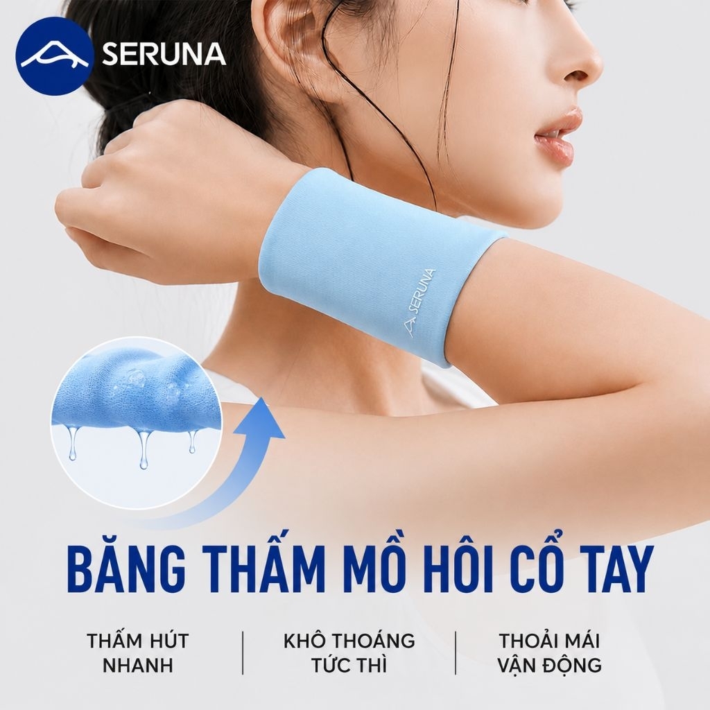 SERUNA Băng Thấm Mồ Hôi Cổ Tay Thể Thao Co Giãn - Làm Mát, Thoáng Khí, Thấm Hút tốt Chơi Cầu Lông, Pickleball Tennis Gym