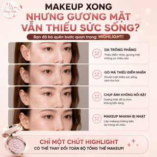 Phấn Bắt Sáng Lion Gloss Highlighter Nhũ Mịn Ánh Bạc Ánh Vàng Ánh Hồng Dễ Tán Hiệu Ứng Glow Tự Nhiên Lâu Trôi